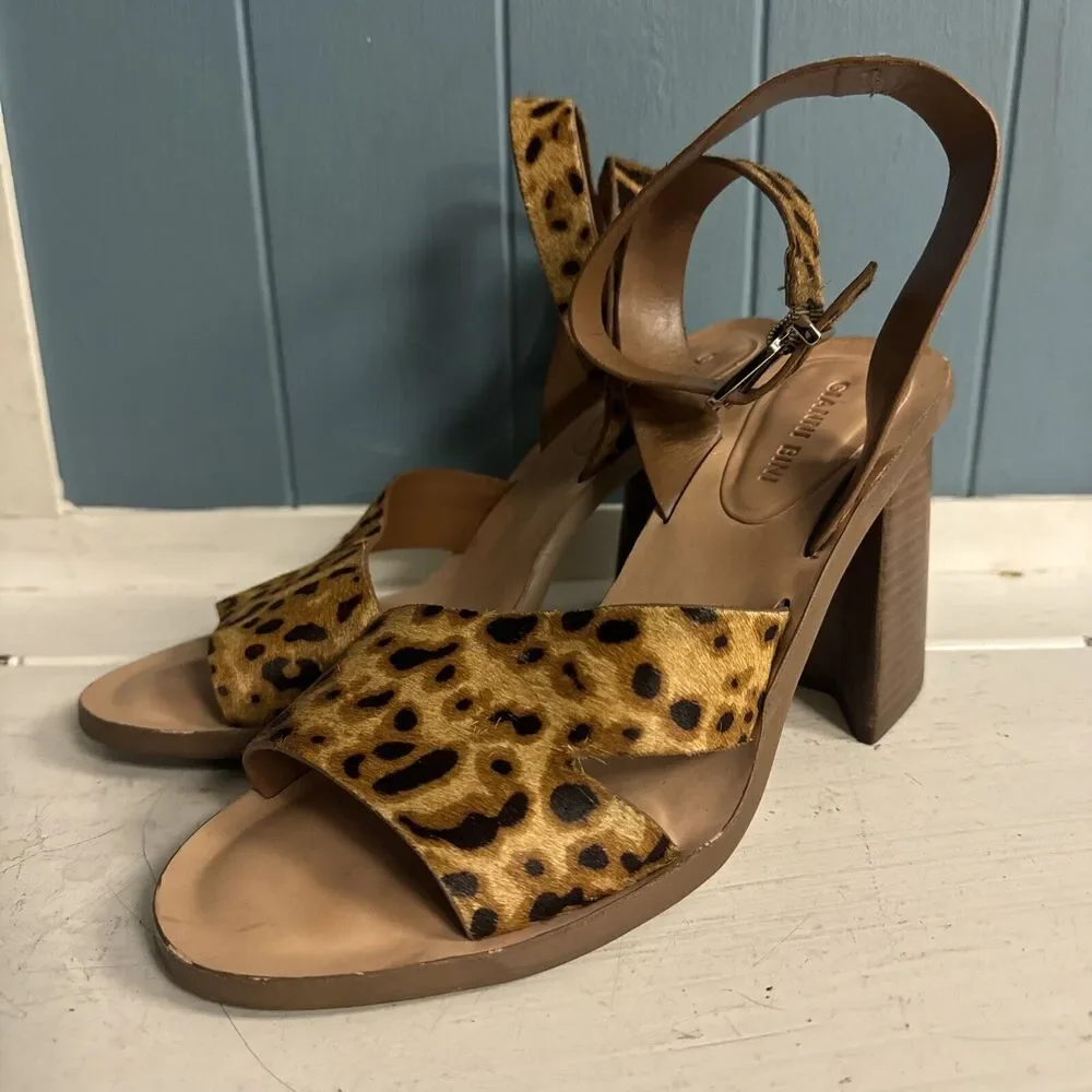 Gianni‎ Bini Marilane Leopard Calfhair Sandals Women's Size 9M